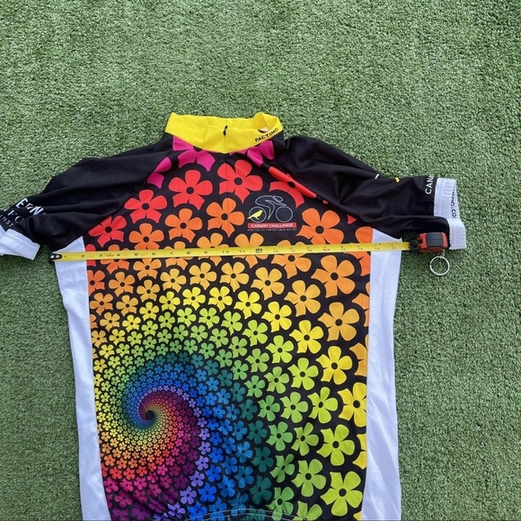 PACTIMO cycling jersey men's Large Rainbow Colorful Stanford Canary Activewear - Picture 3 of 7